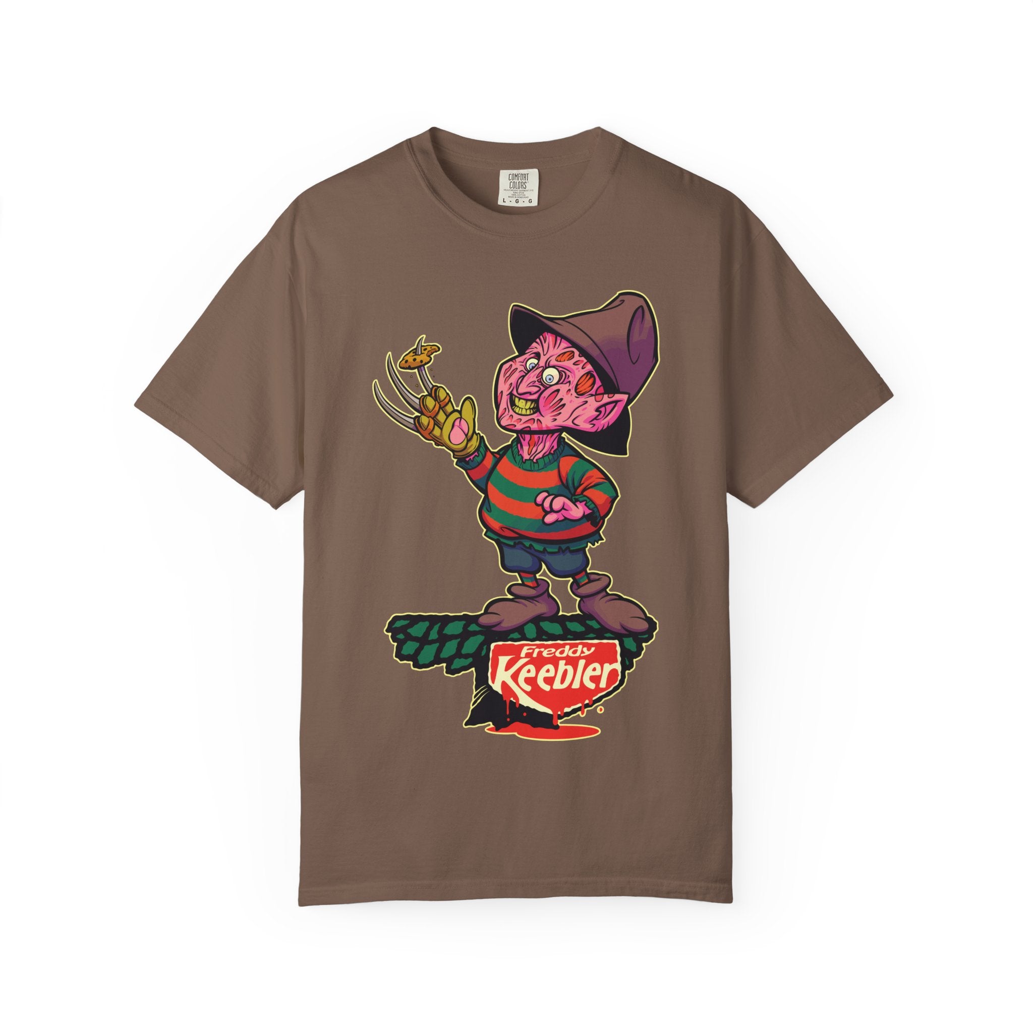 Elf Cookie Elm Street Tee - Spooky Holiday Horror Shirt - Sinful Threads