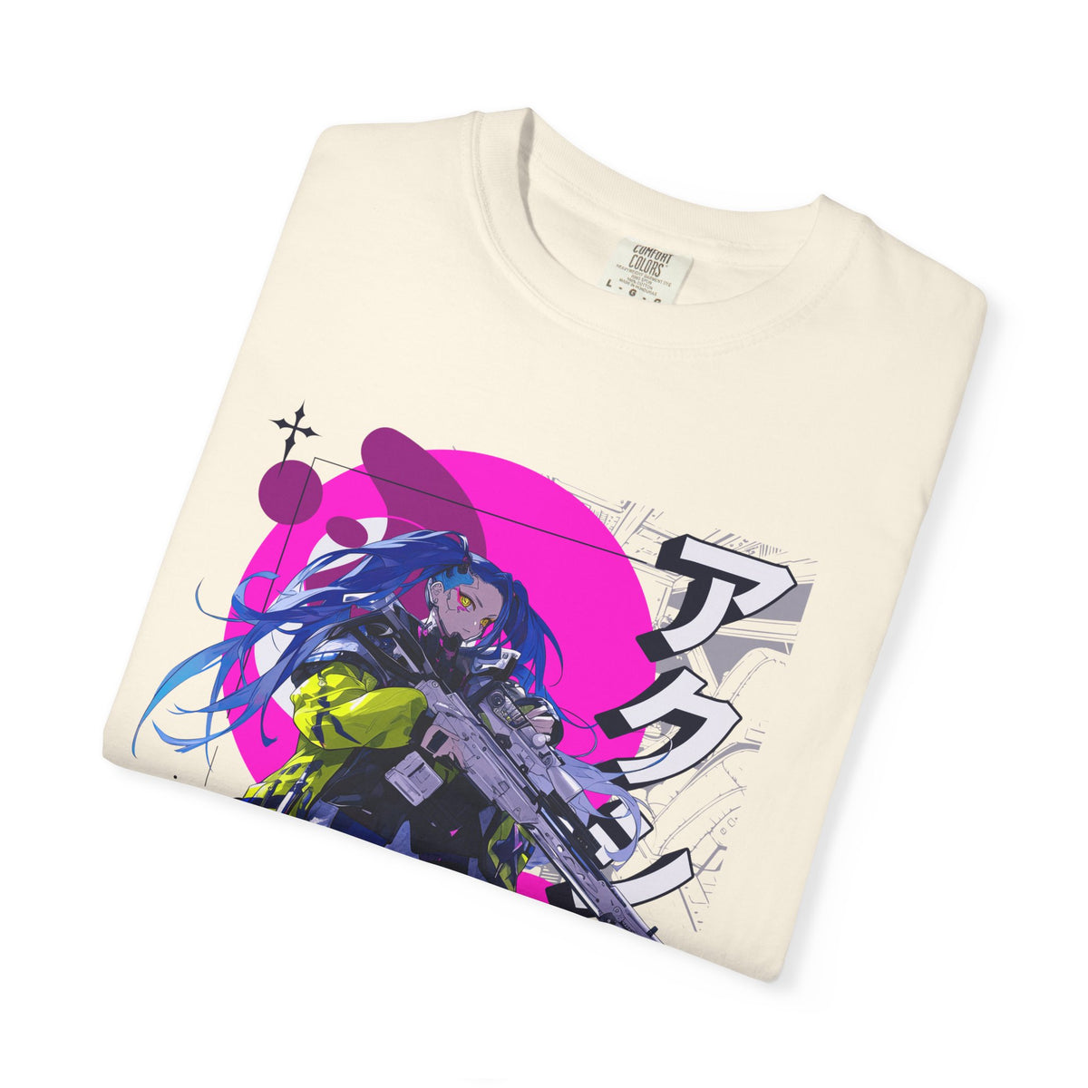Cyberpunk Girl Tee - Futuristic Manga Gun Streetwear