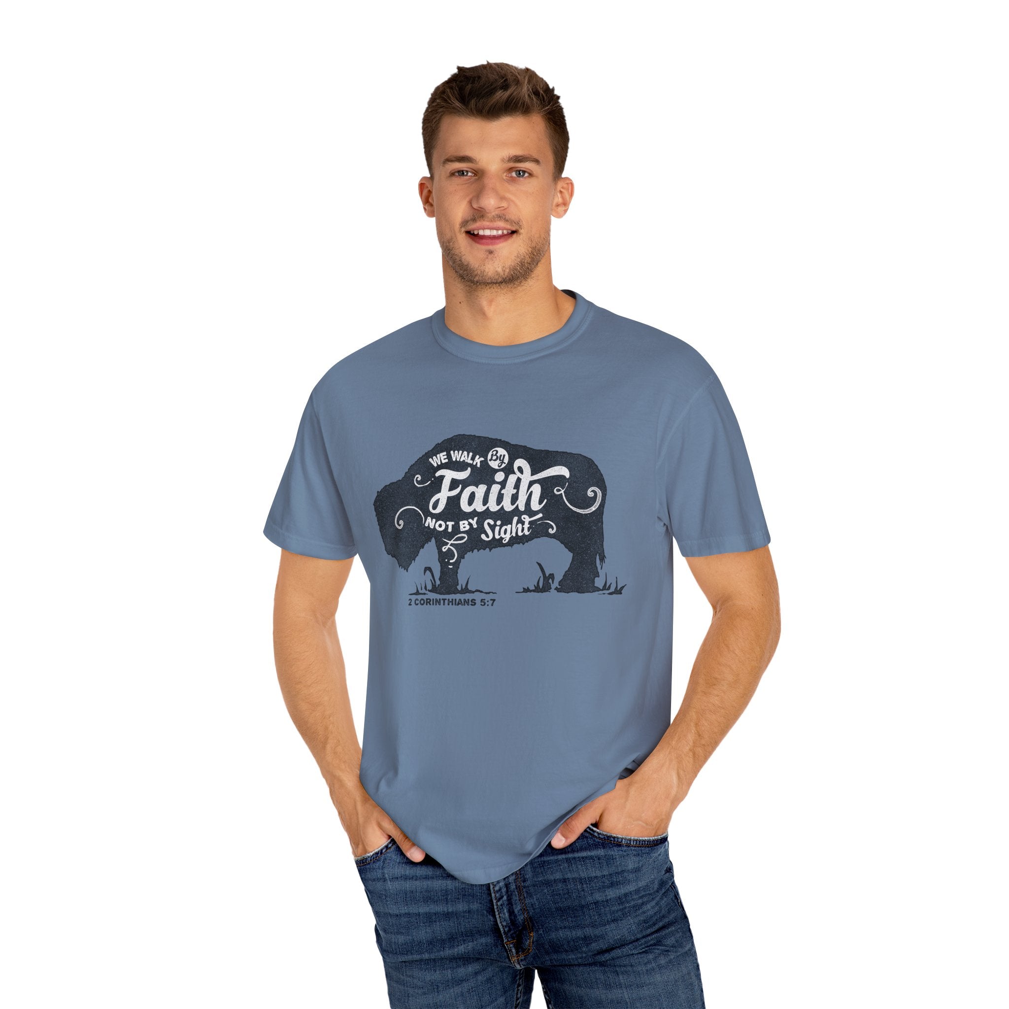 We Walk By Faith Buffalo Christian T-Shirt - Sinful Threads