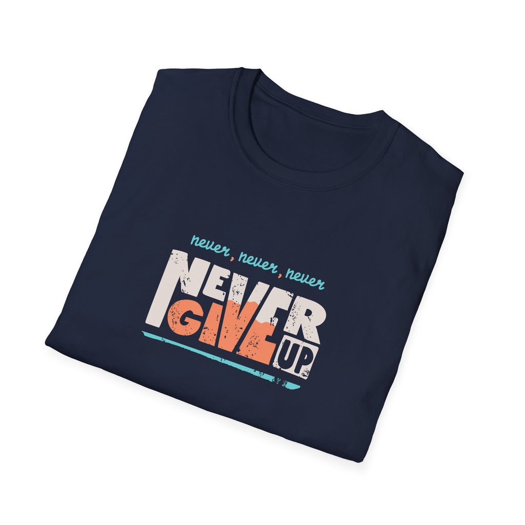 Never Give Up Groovy Tee - Retro Motivational Graphic Tee - Sinful Threads