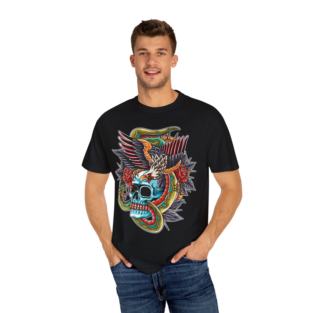 Biker Tattoo Shirt - Skull Eagle Snake Tee - Outlaw Apparel - Sinful Threads