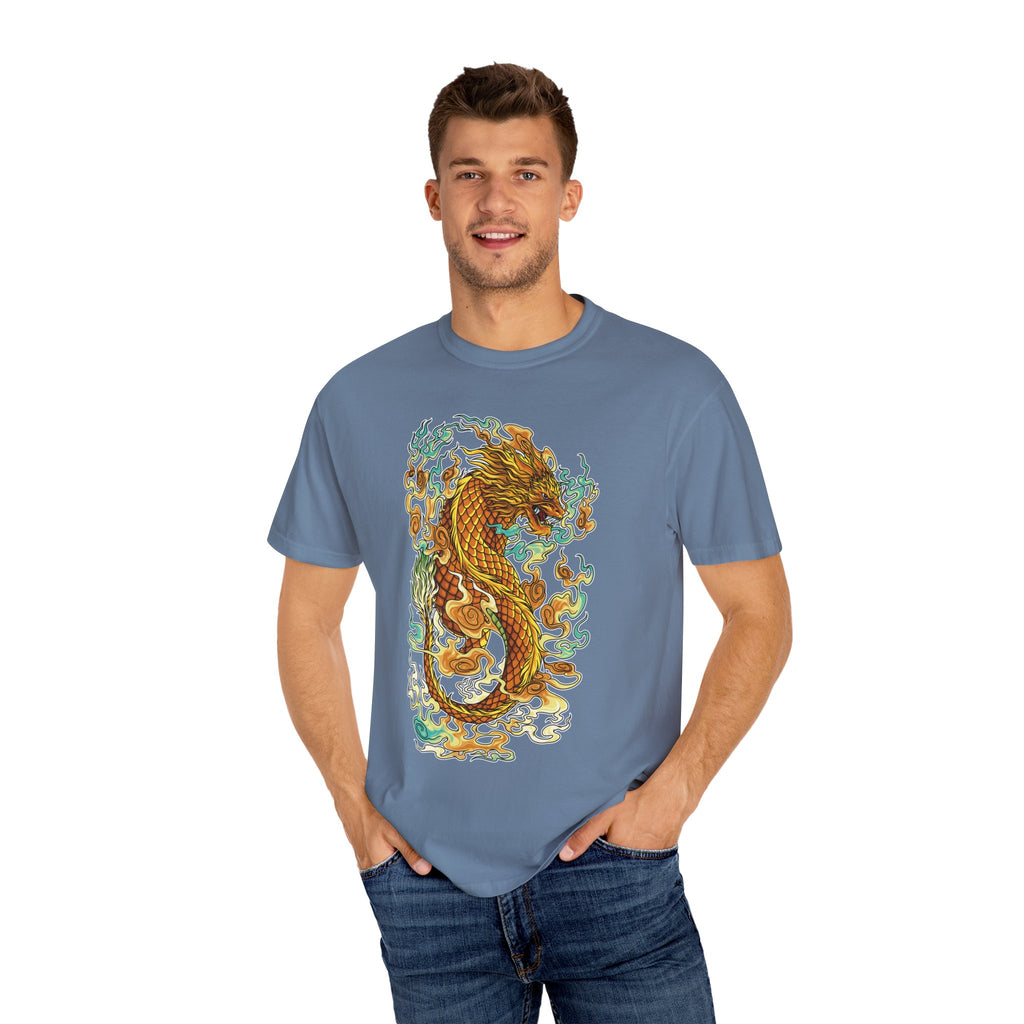 Golden Dragon Graphic Tee – Fantasy Creature Top - Sinful Threads