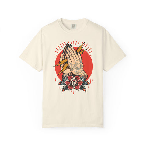 Praying Hands Shirt - Traditional Flash Art Tee - Tattoo Gift