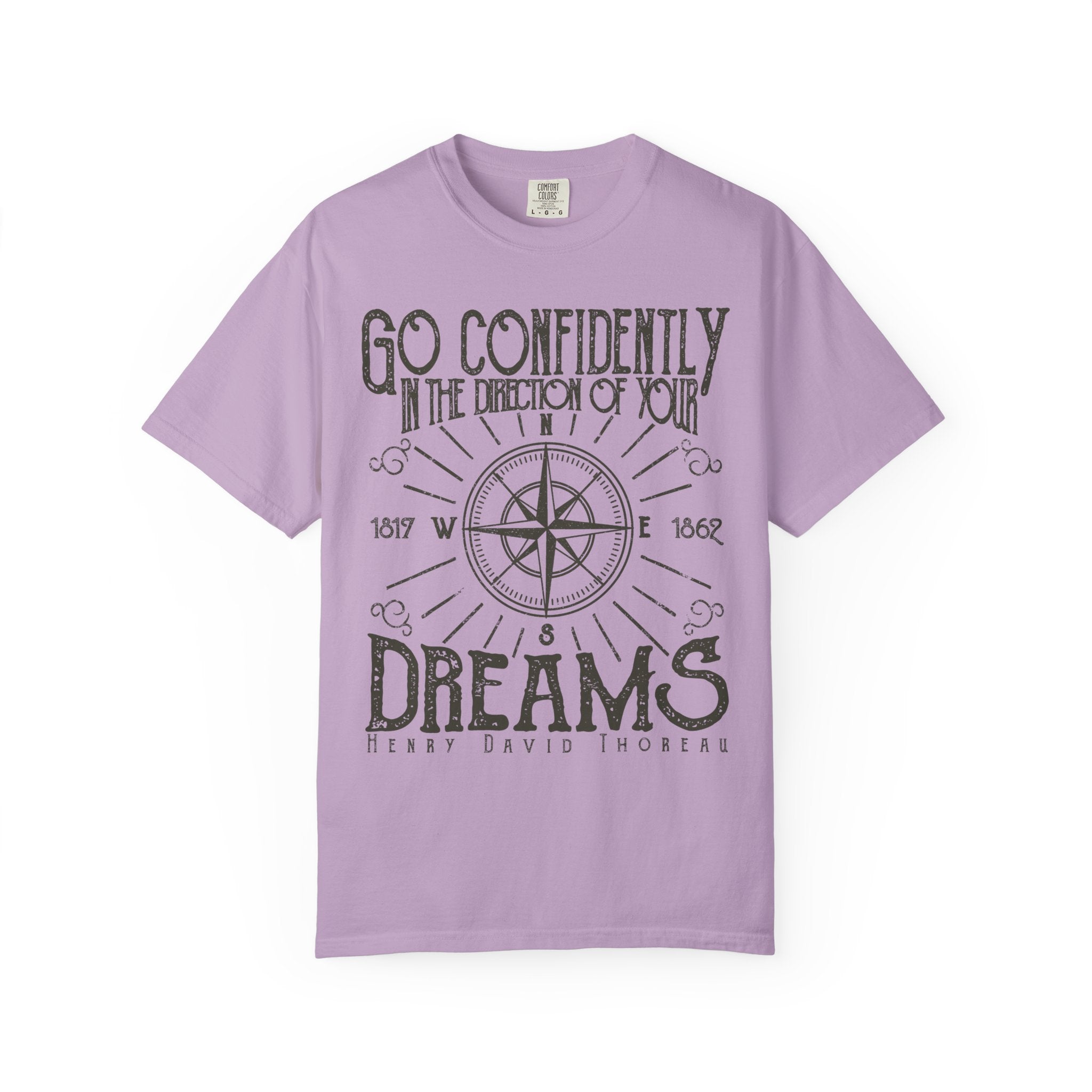 Go Confidently Dreams Henry David Thoreau Design T-Shirt - Sinful Threads