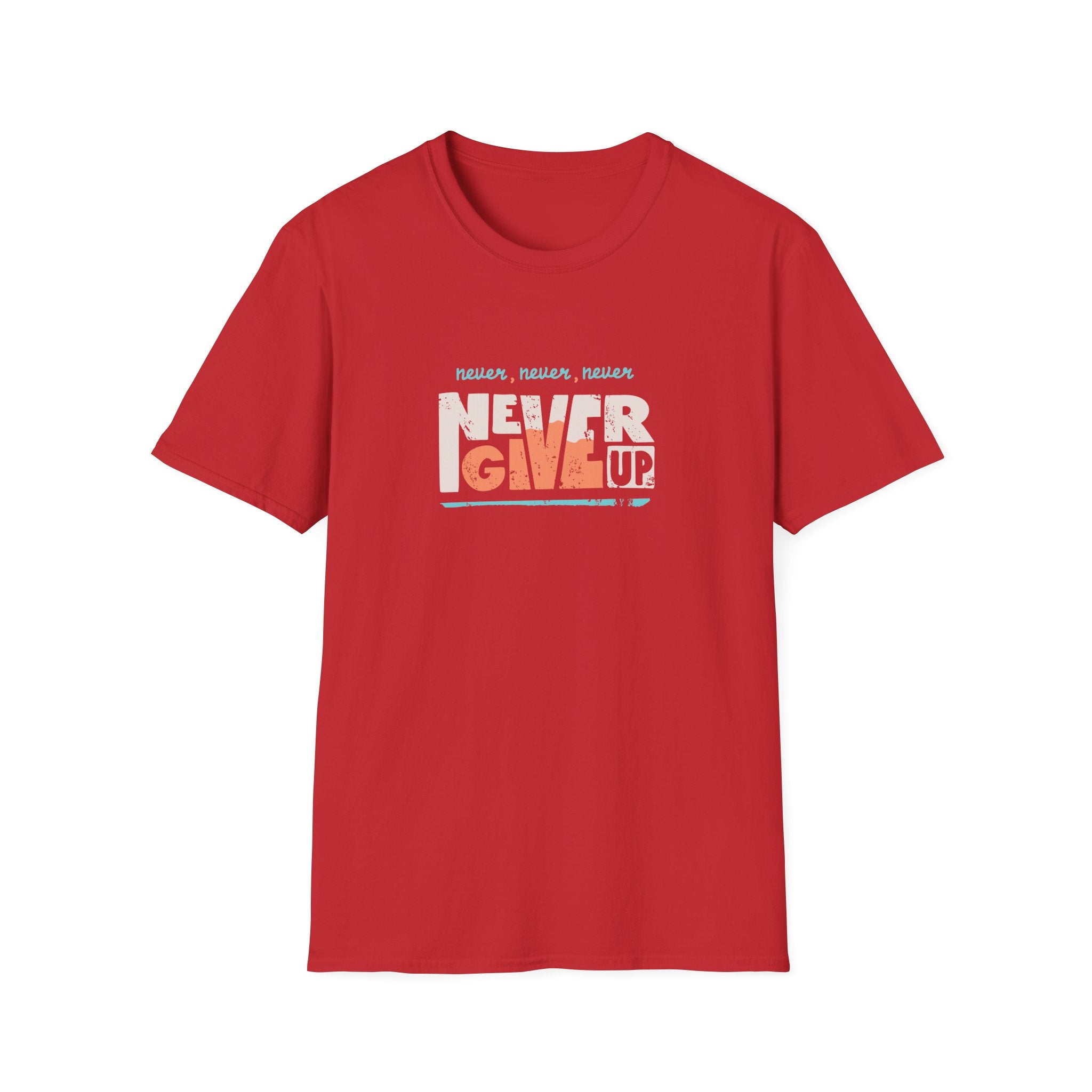 Never Give Up Groovy Tee - Retro Motivational Graphic Tee - Sinful Threads
