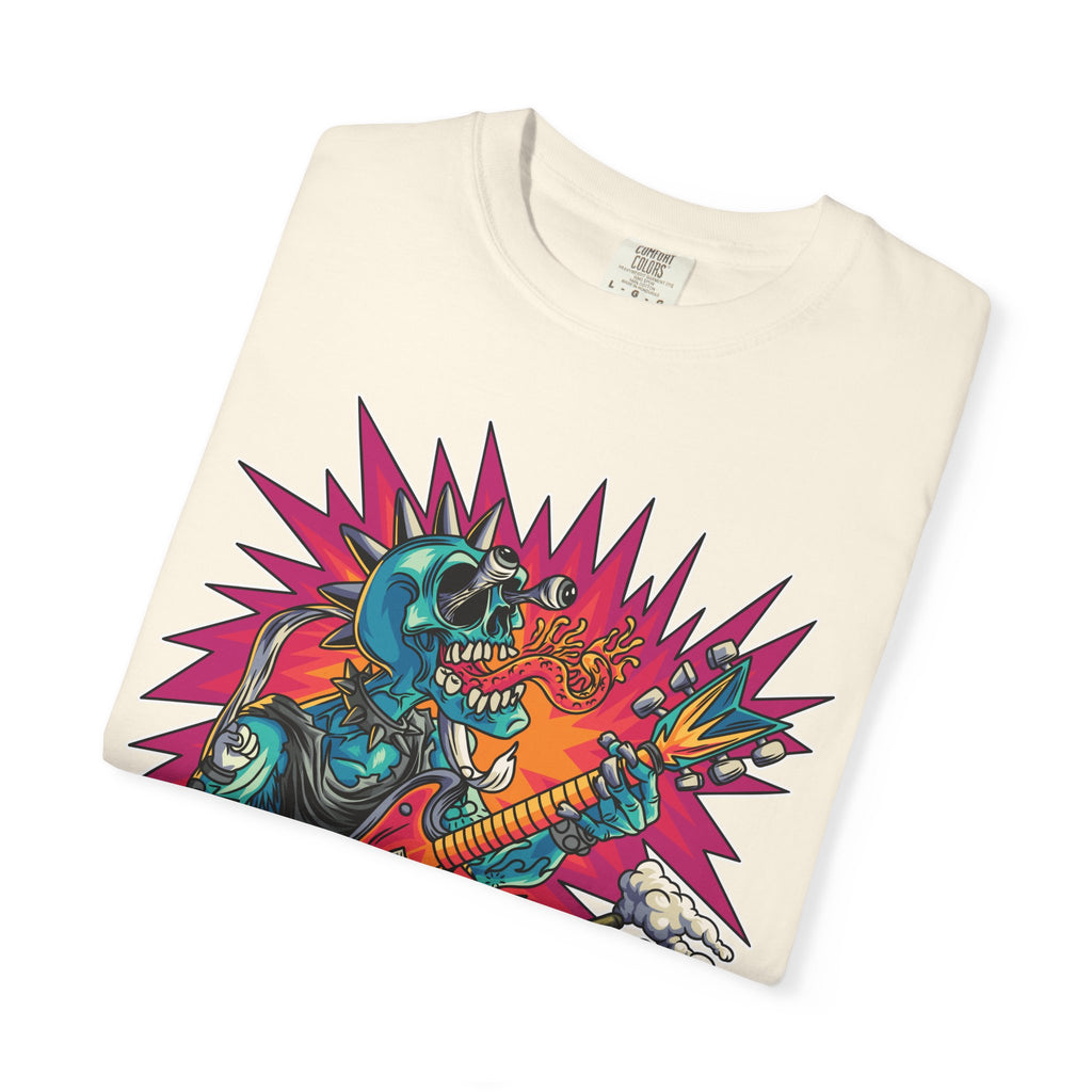 Rock Skull Guitarist Tee – Punk Metal Skeleton Shirt - Sinful Threads