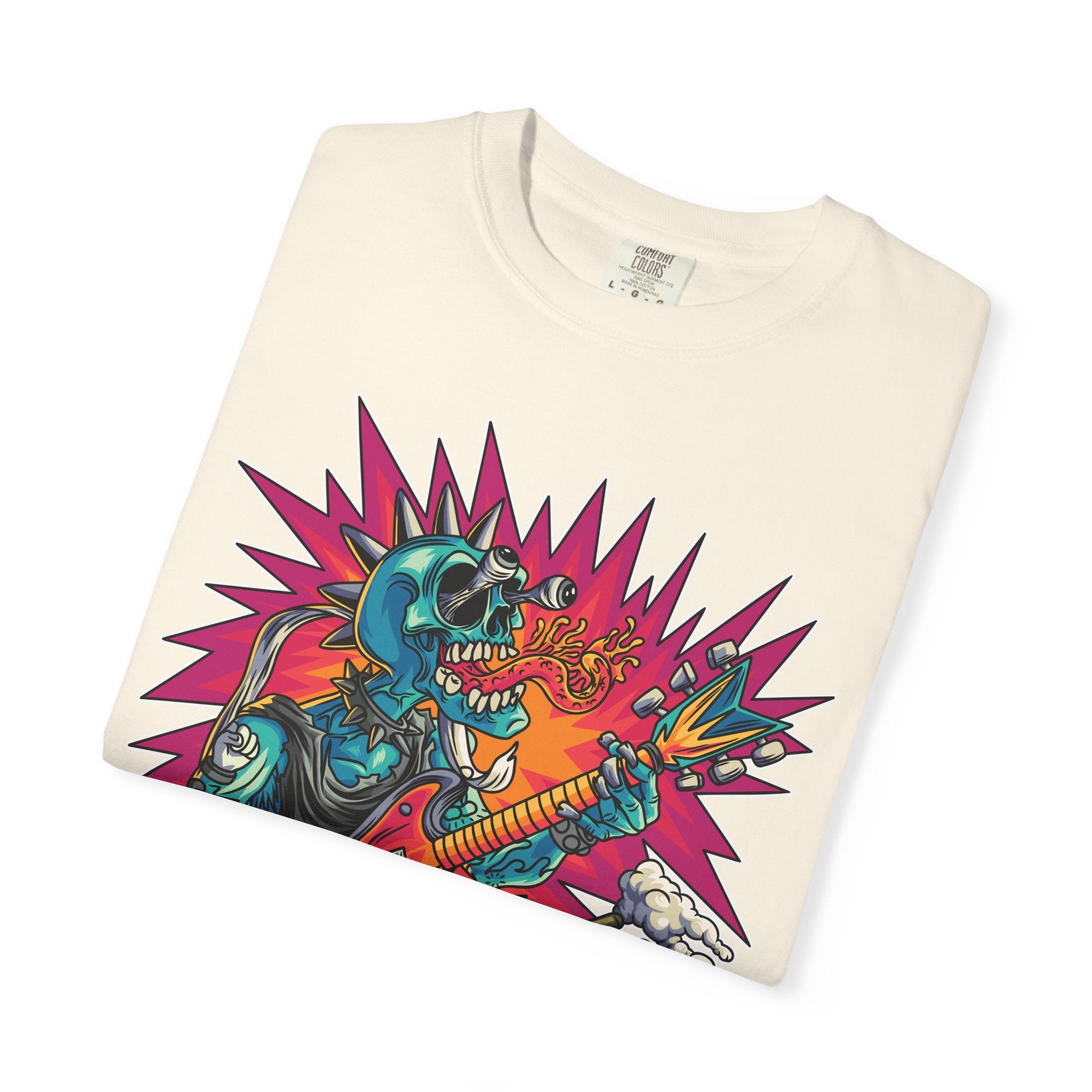 Rock Skull Guitarist Tee – Punk Metal Skeleton Shirt - Sinful Threads