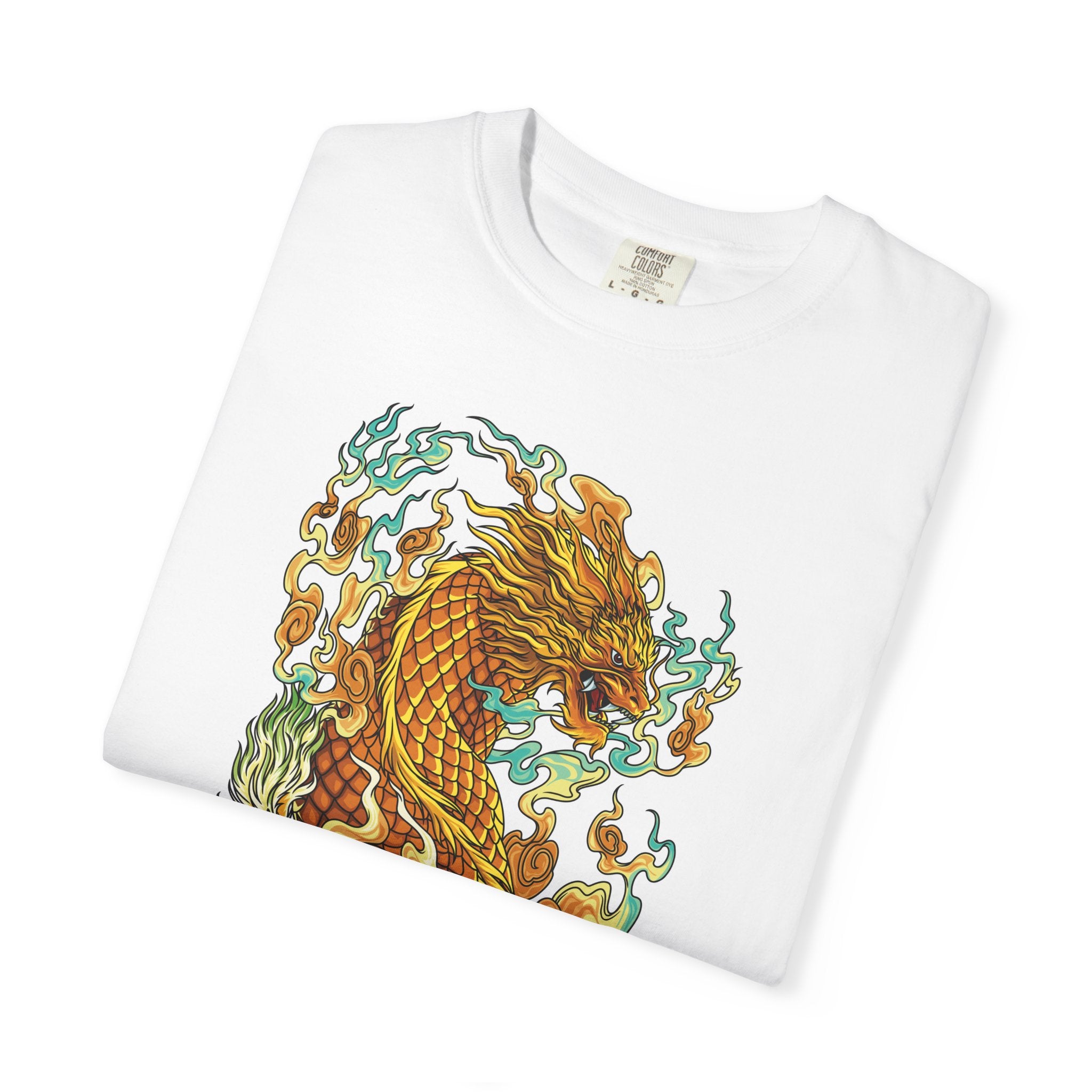 Golden Dragon Graphic Tee – Fantasy Creature Top - Sinful Threads