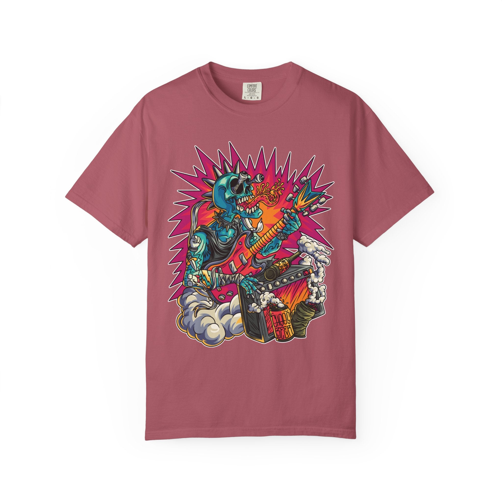 Rock Skull Guitarist Tee – Punk Metal Skeleton Shirt - Sinful Threads