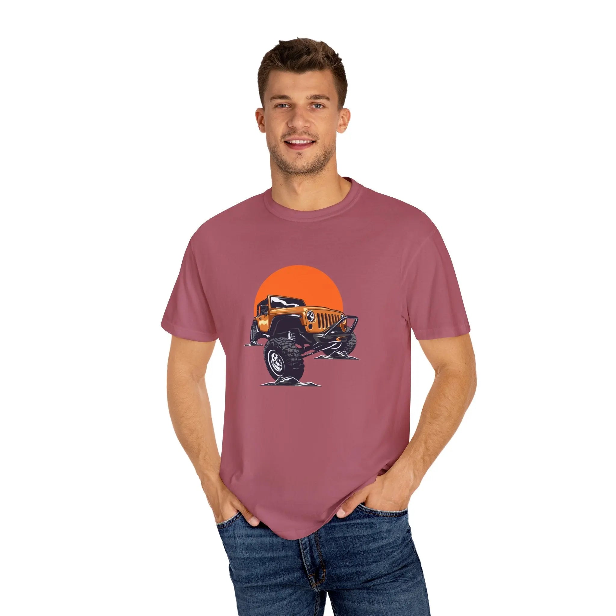 Adventurous Off Road Car Sunset Graphic Design T-Shirt - Sinful Threads