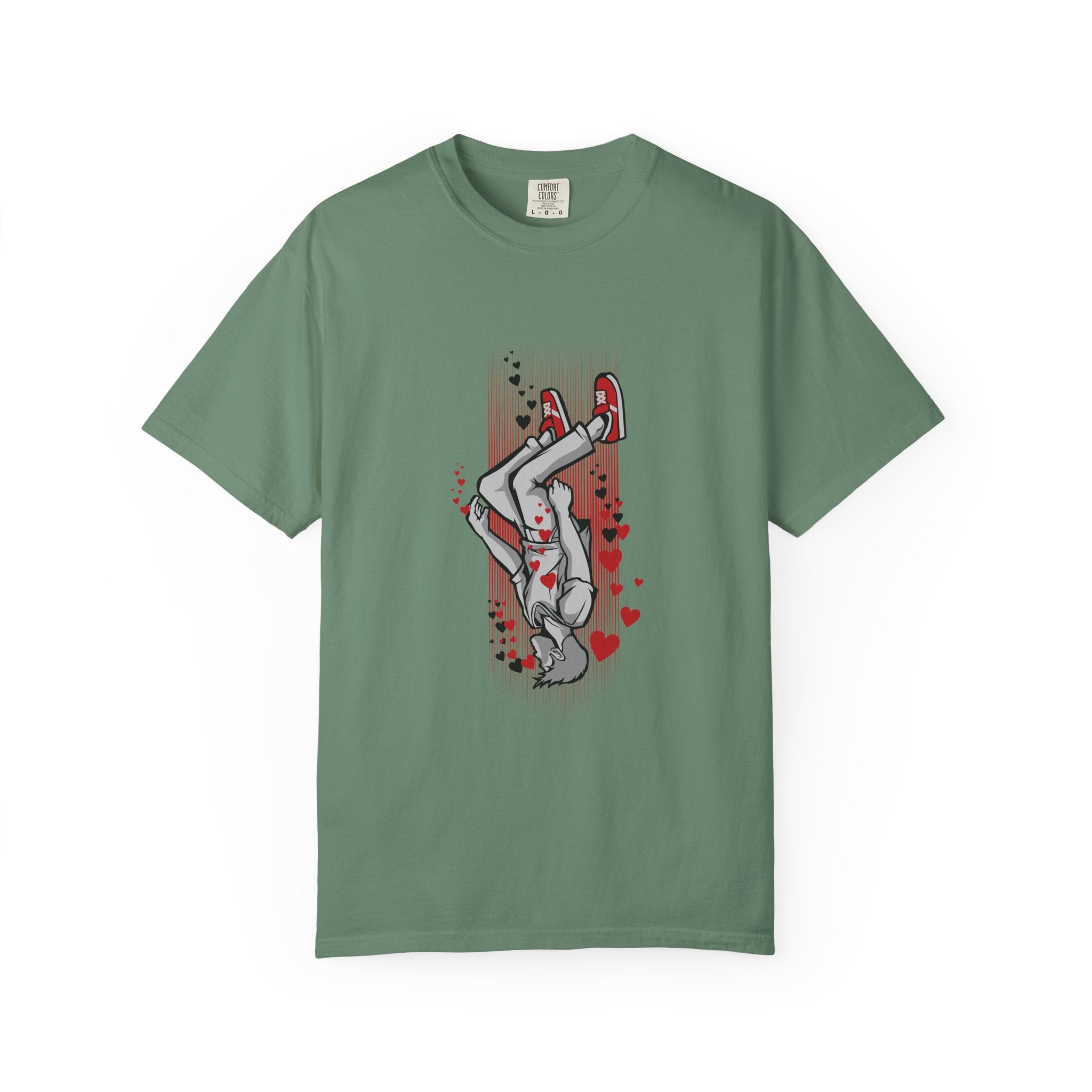Upside Down Man with Hearts Valentines Style T-Shirt - Sinful Threads