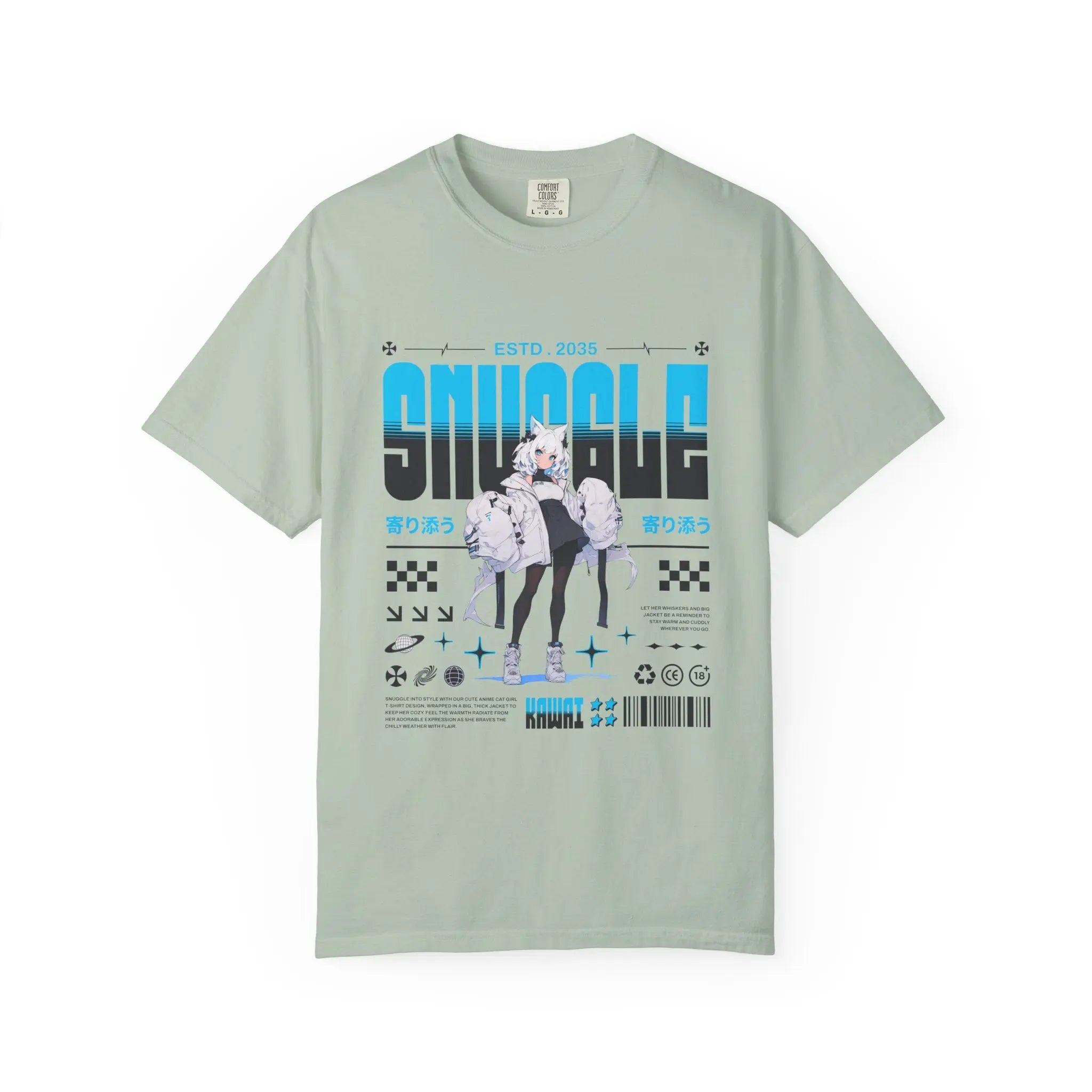 Kawaii Cat Girl Tee - Snuggle Manga Graphic - Cute Gift - Sinful Threads