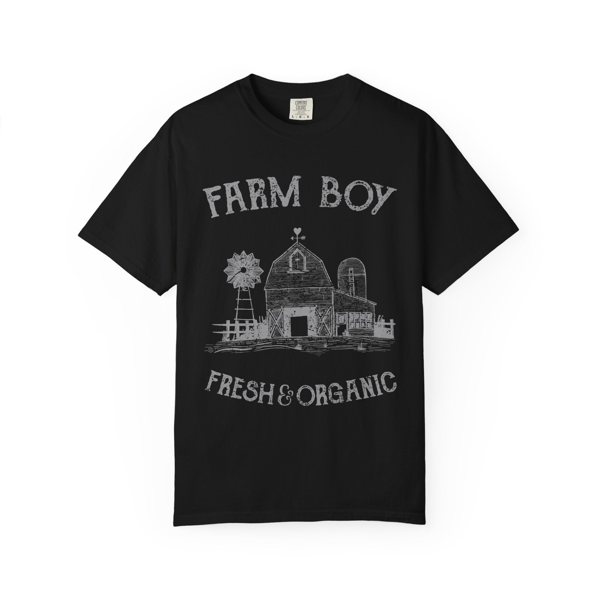 Farm Boy Fresh Organic Farmhouse Barn Windmill Graphic T-Shirt - Sinful Threads