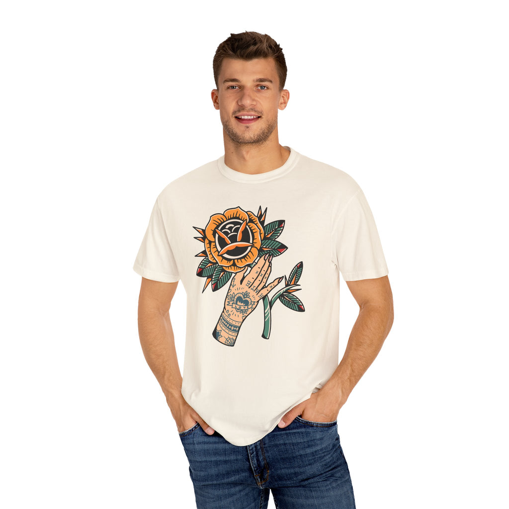 Tattoo Rose Shirt - Hand Holding Flower Tee, Artistic Gift - Sinful Threads