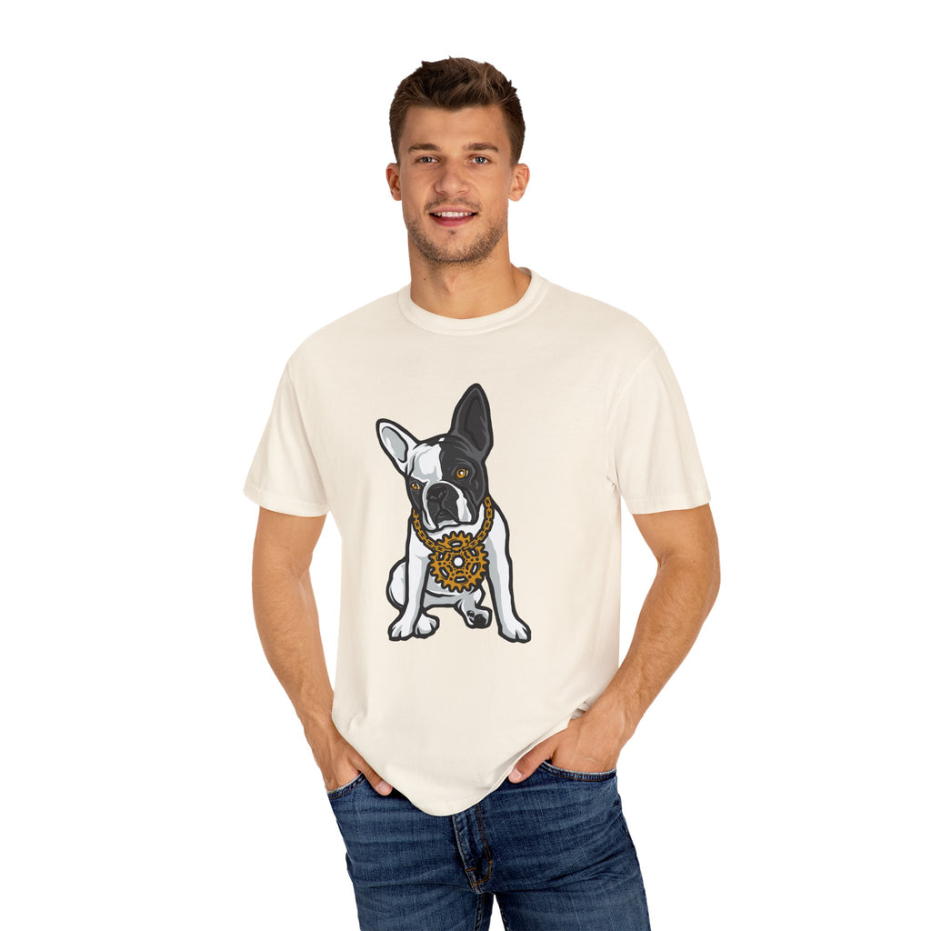 Cartoon French Bulldog with Gear Necklace Cool Dog T-Shirt - Sinful Threads