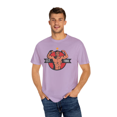 Vintage Bodybuilder Star Emblem Shirt - 1988 Retro Fitness Tee - Sinful Threads