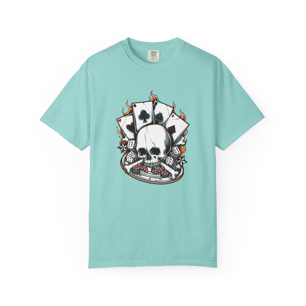 Skull Playing Cards Dice Gambling Casino Design T-Shirt
