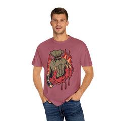 Money Bag Shirt - Devil's Hand Flaming Dollar Tattoo Tee
