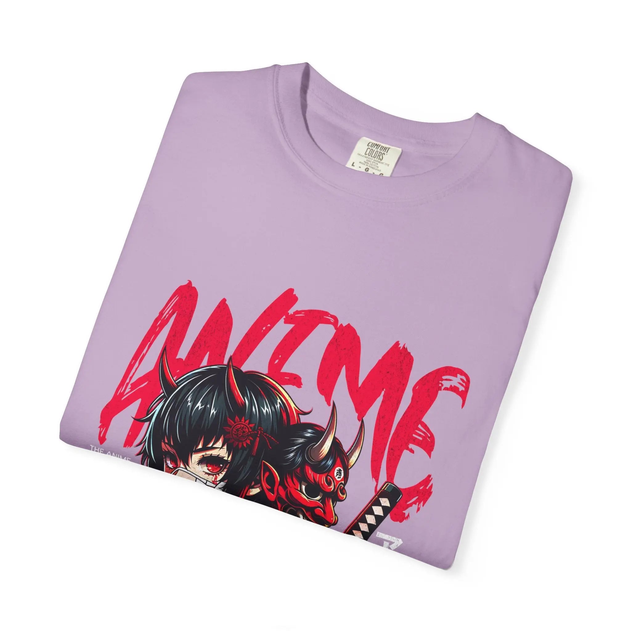 Oni Mask Anime Tee - Katana Demon Girl - Japanese Gift - Sinful Threads