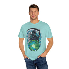 Grim Reaper Tee – Blue Flames Skull Gothic Death Shirt