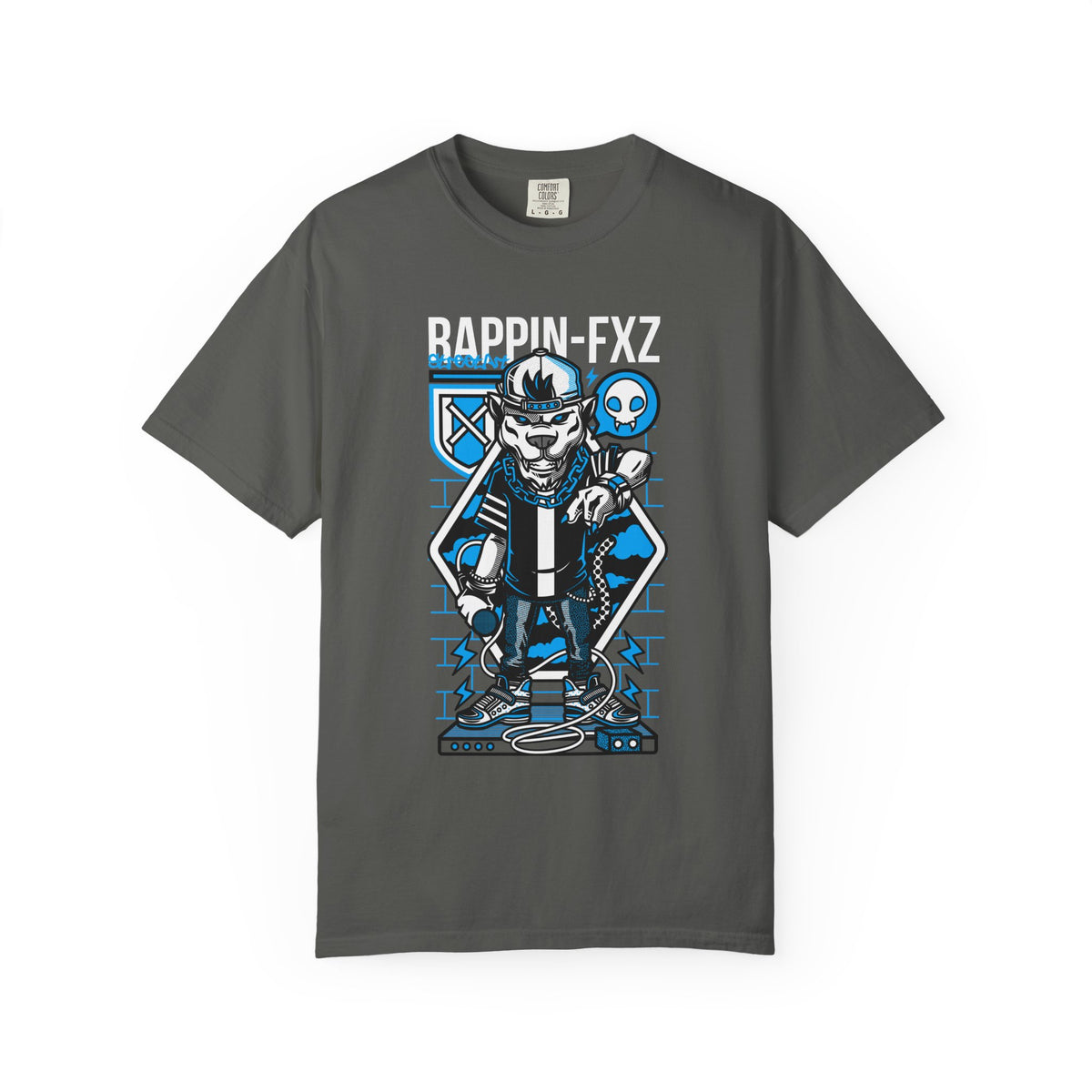 Gangster Wolf with Microphone Urban Art Drawing T-Shirt