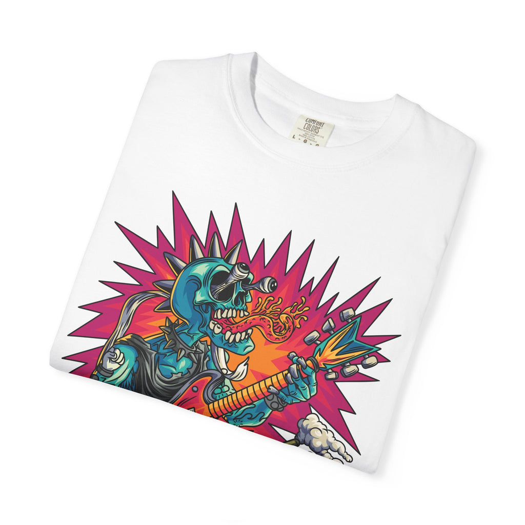 Rock Skull Guitarist Tee – Punk Metal Skeleton Shirt - Sinful Threads