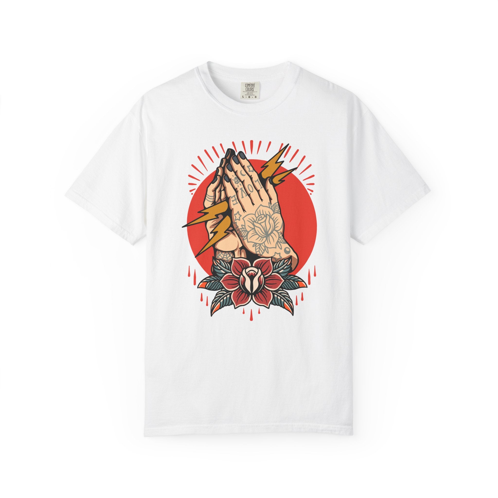 Praying Hands Shirt - Traditional Flash Art Tee - Tattoo Gift - Sinful Threads