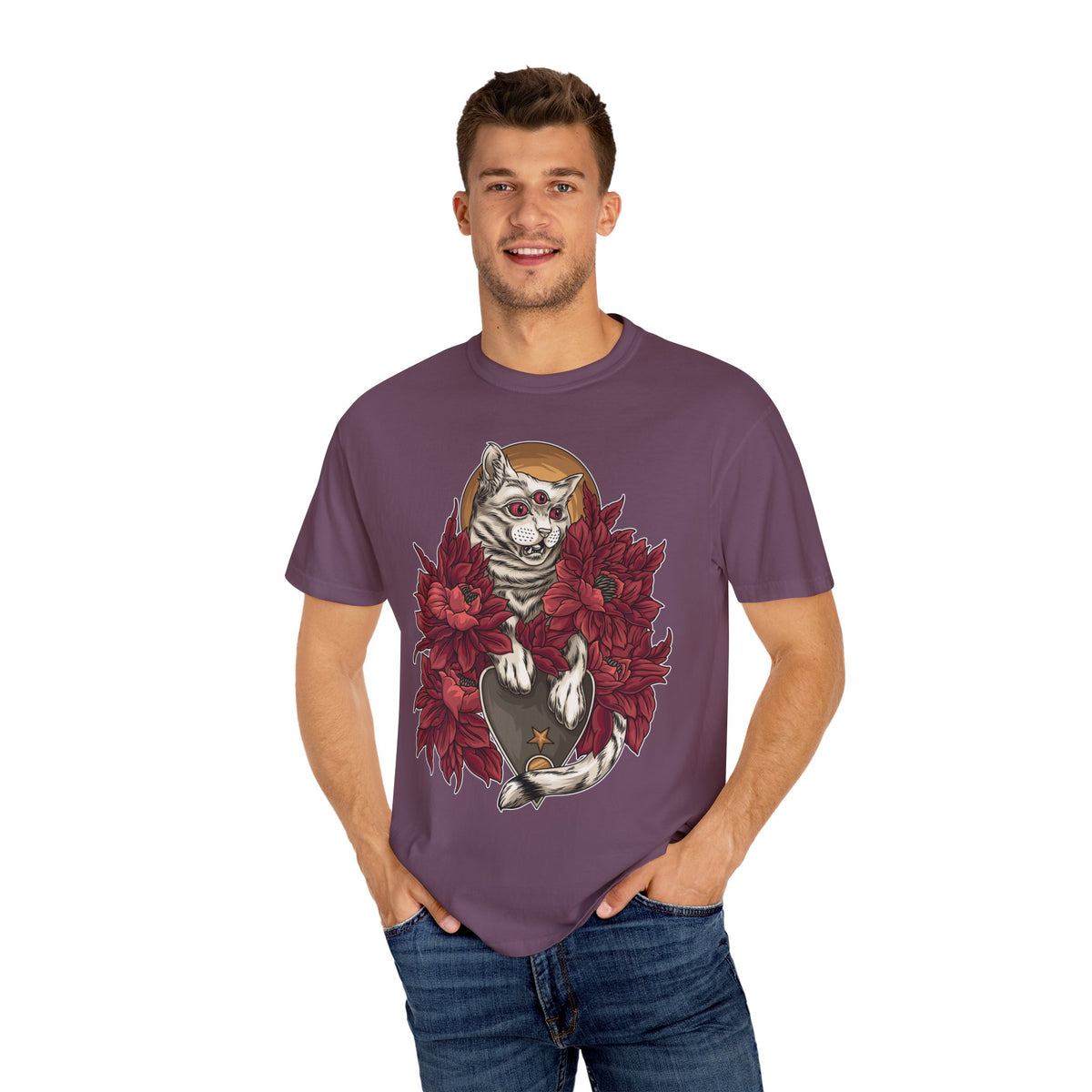 Occult Cat Tee - Weirdcore Ouija Shirt - Floral Graphic