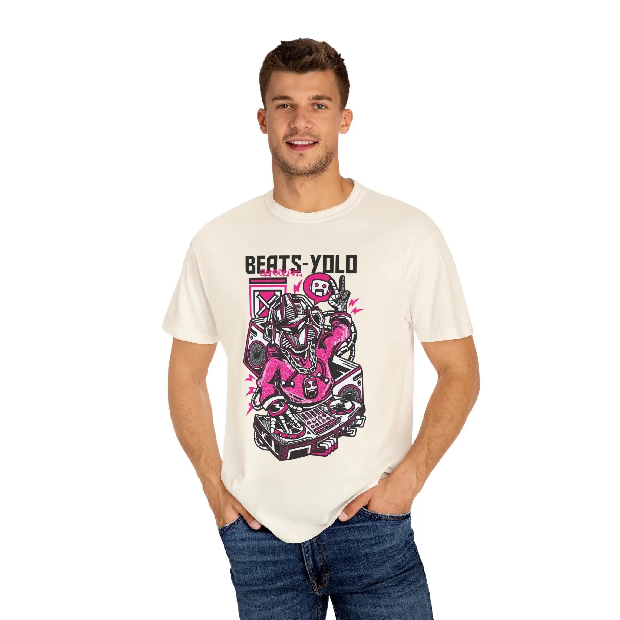 Beats YOLO DJ Robot On The Decks Music Art T-Shirt - Sinful Threads