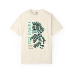 Fly Away Steampunk Robot With Japanese Text Design T-Shirt
