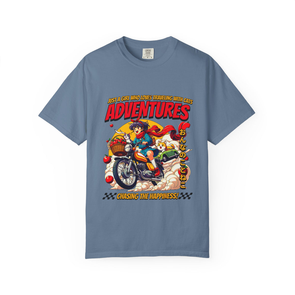 Cat Motorcycle Tee - Anime Adventure Top - Perfect Gift