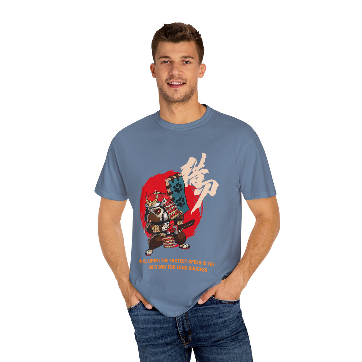 Pug Dog Graphic Tee Japanese Samurai Art Gift