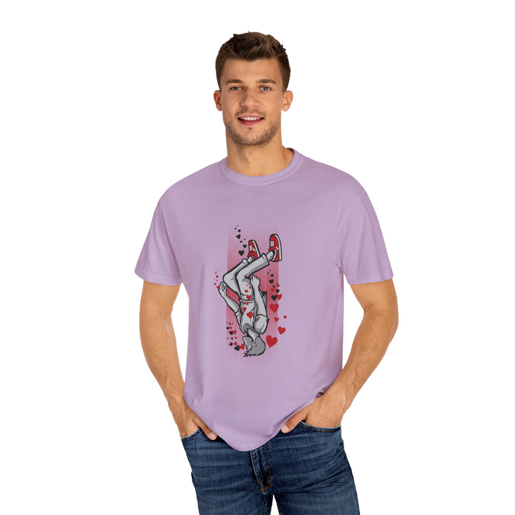 Upside Down Man with Hearts Valentines Style T-Shirt - Sinful Threads