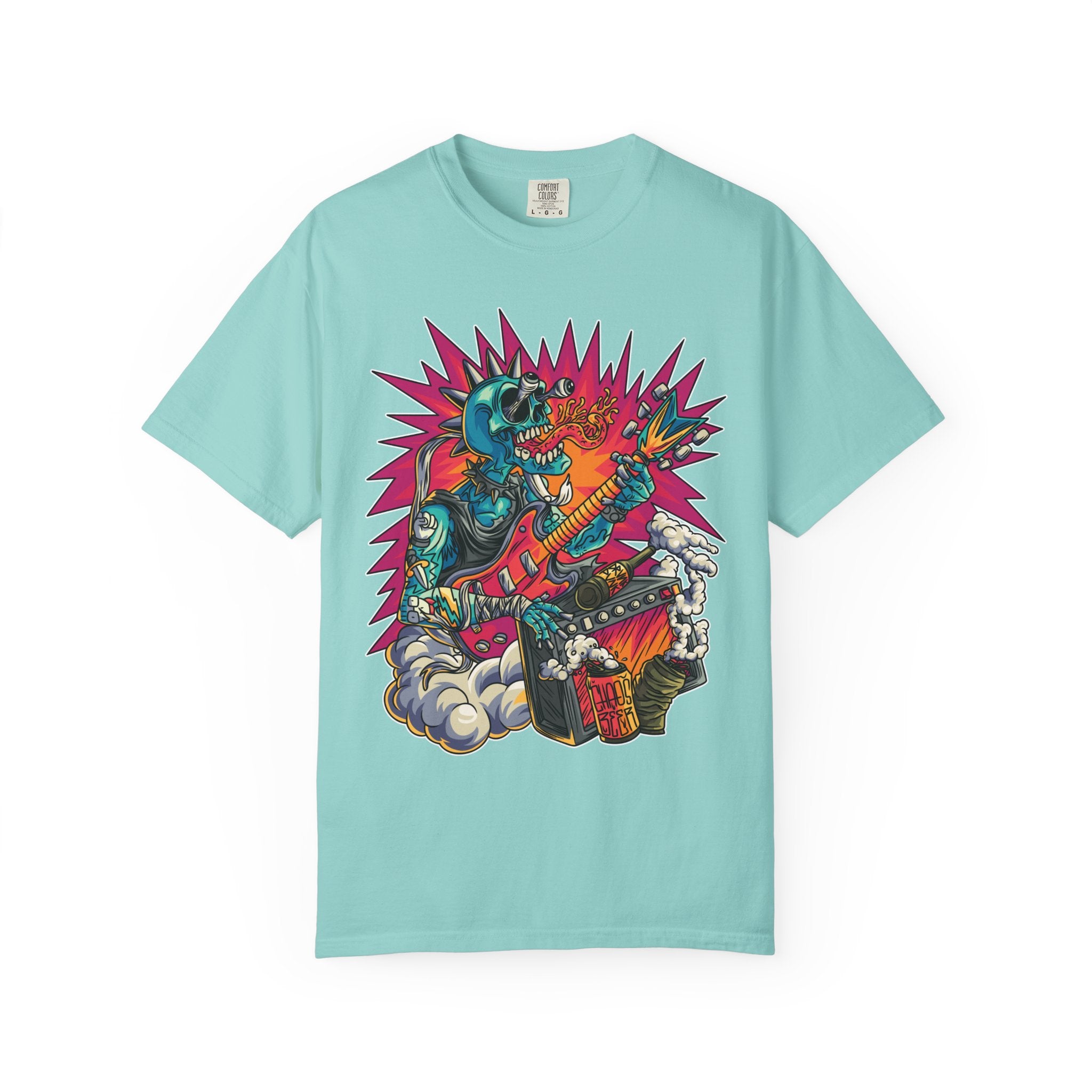 Rock Skull Guitarist Tee – Punk Metal Skeleton Shirt - Sinful Threads