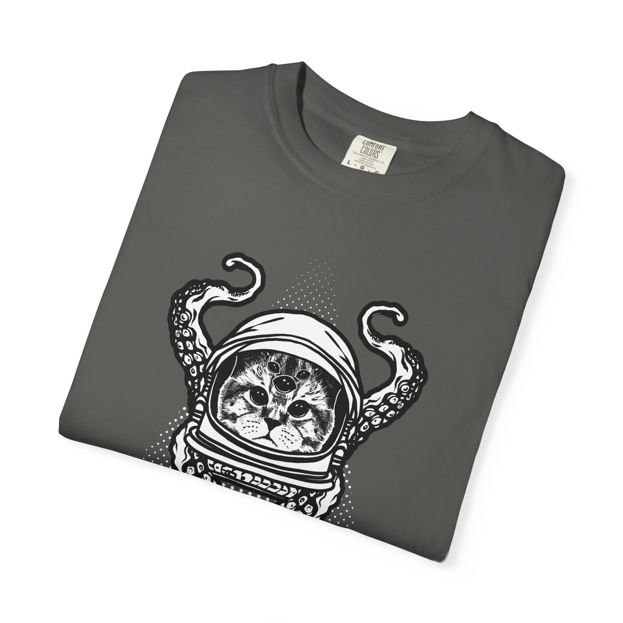 Alien Cat Tee - Octopus Graphic Shirt - Cosmic Surreal Art - Sinful Threads