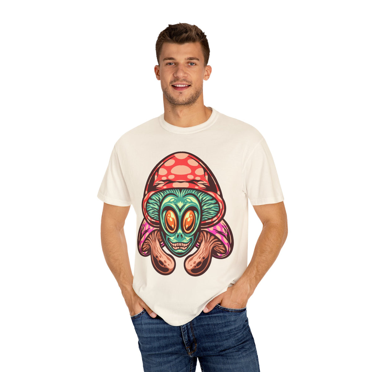Psychedelic Graphic Tee - Trippy Mushroom Tee - Alien Art Gift