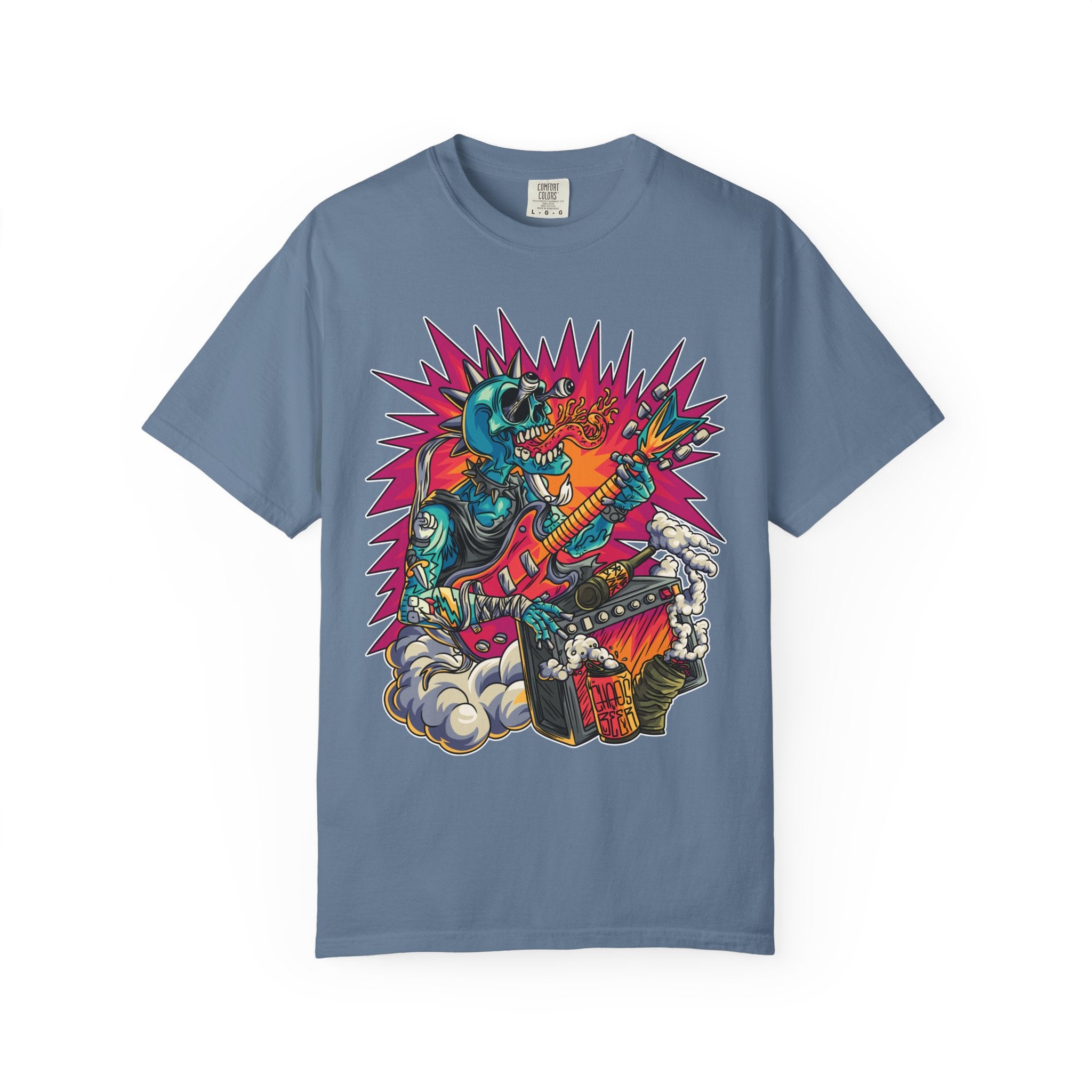 Rock Skull Guitarist Tee – Punk Metal Skeleton Shirt - Sinful Threads