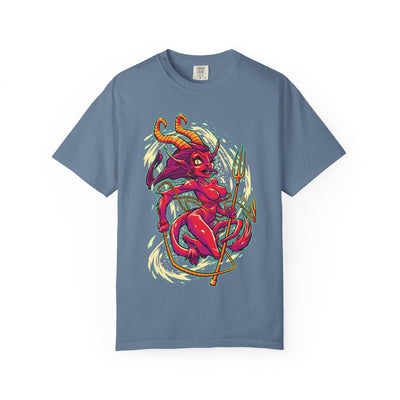 Female Krampus T-Shirt - Cute She Devil Cartoon Tee - Sinful Threads