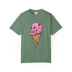 Skull Ice Cream Art With Cherry On Top Design T-Shirt