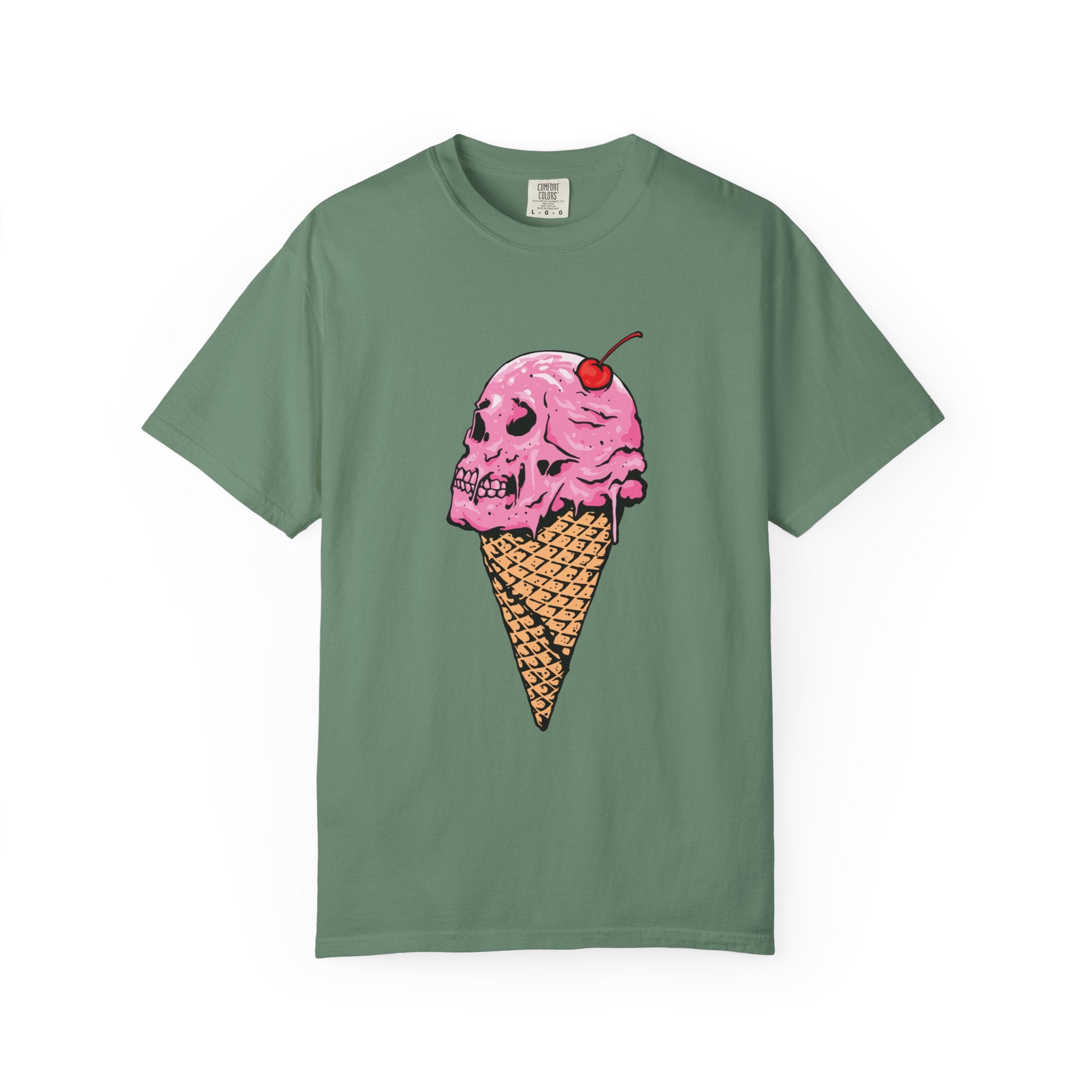 Skull Ice Cream Art With Cherry On Top Design T-Shirt - Sinful Threads