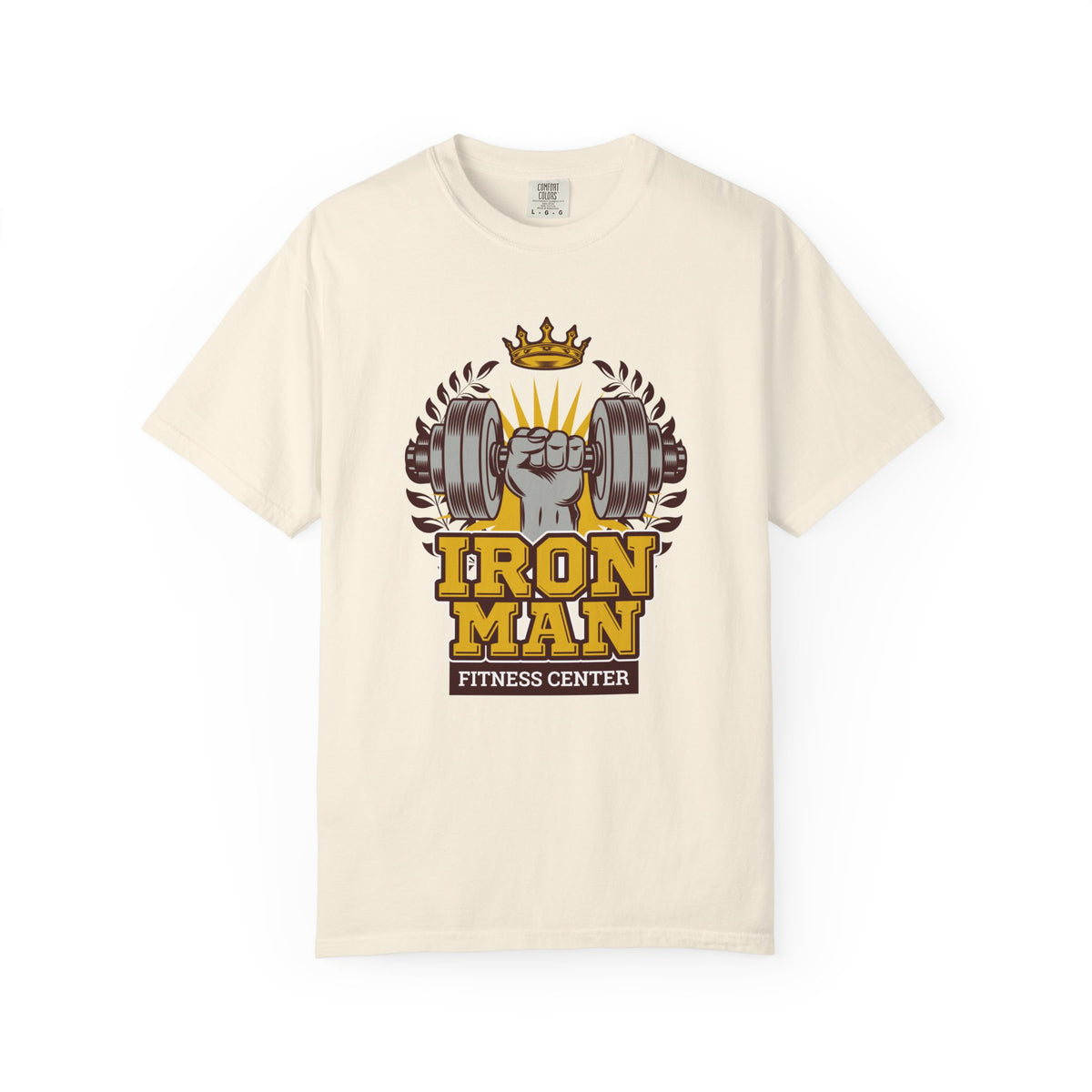 Iron Man Fitness Center Logo Graphic Design Image T-Shirt