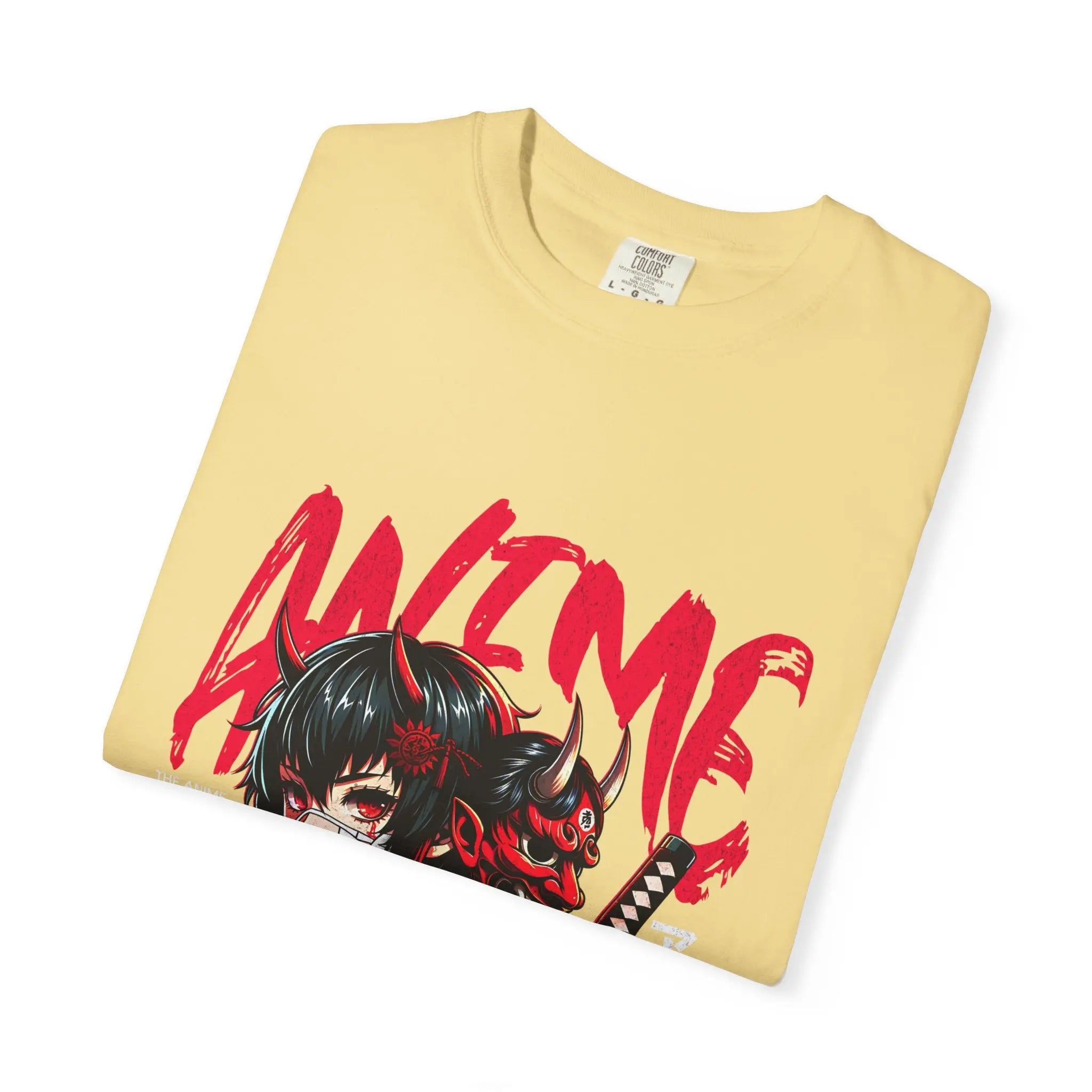 Oni Mask Anime Tee - Katana Demon Girl - Japanese Gift - Sinful Threads