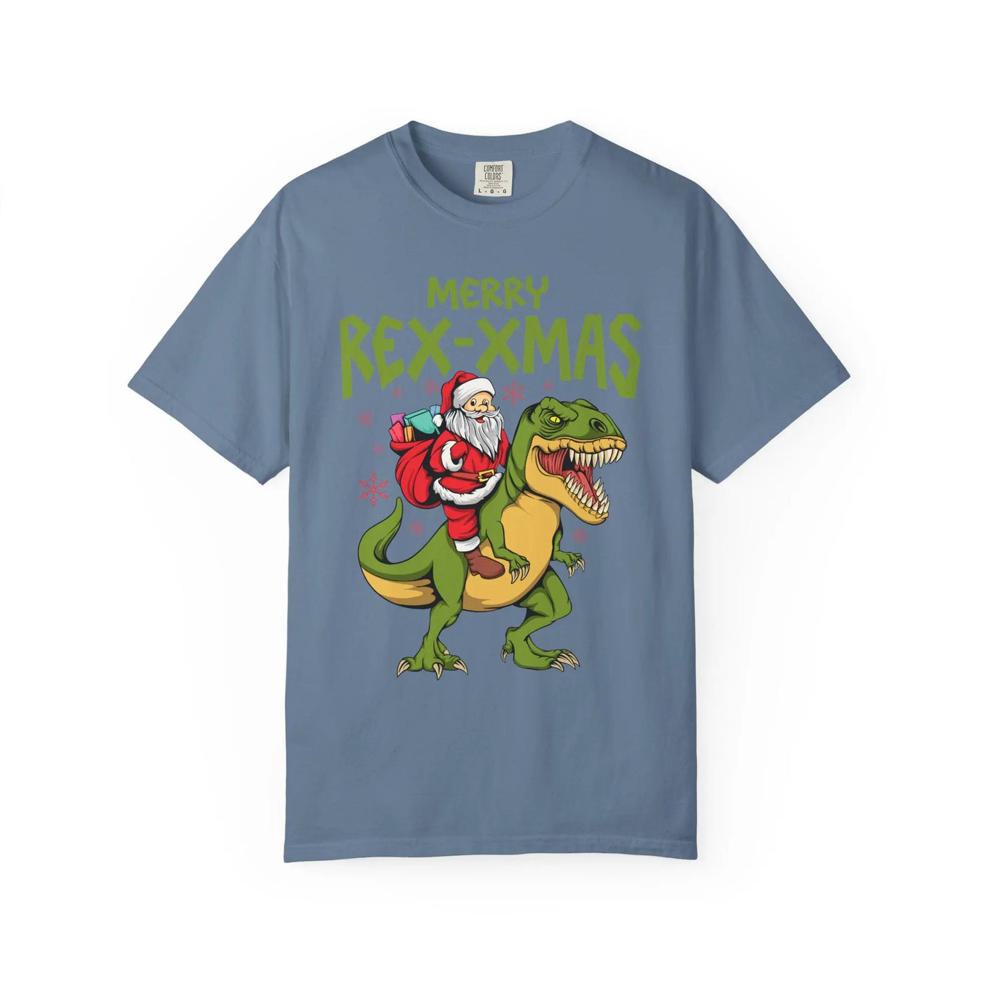 Merry Rex Xmas Tee - Funny Santa Dinosaur Gift - Sinful Threads