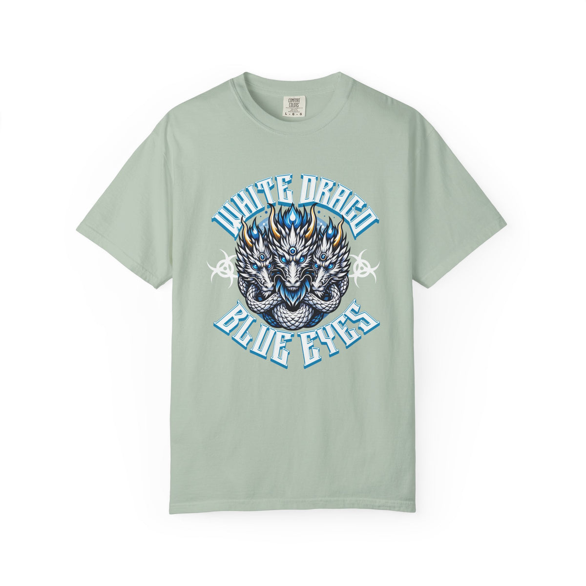Dragon Art Tee - Blue-Eyed Three-Headed Fantasy Gift