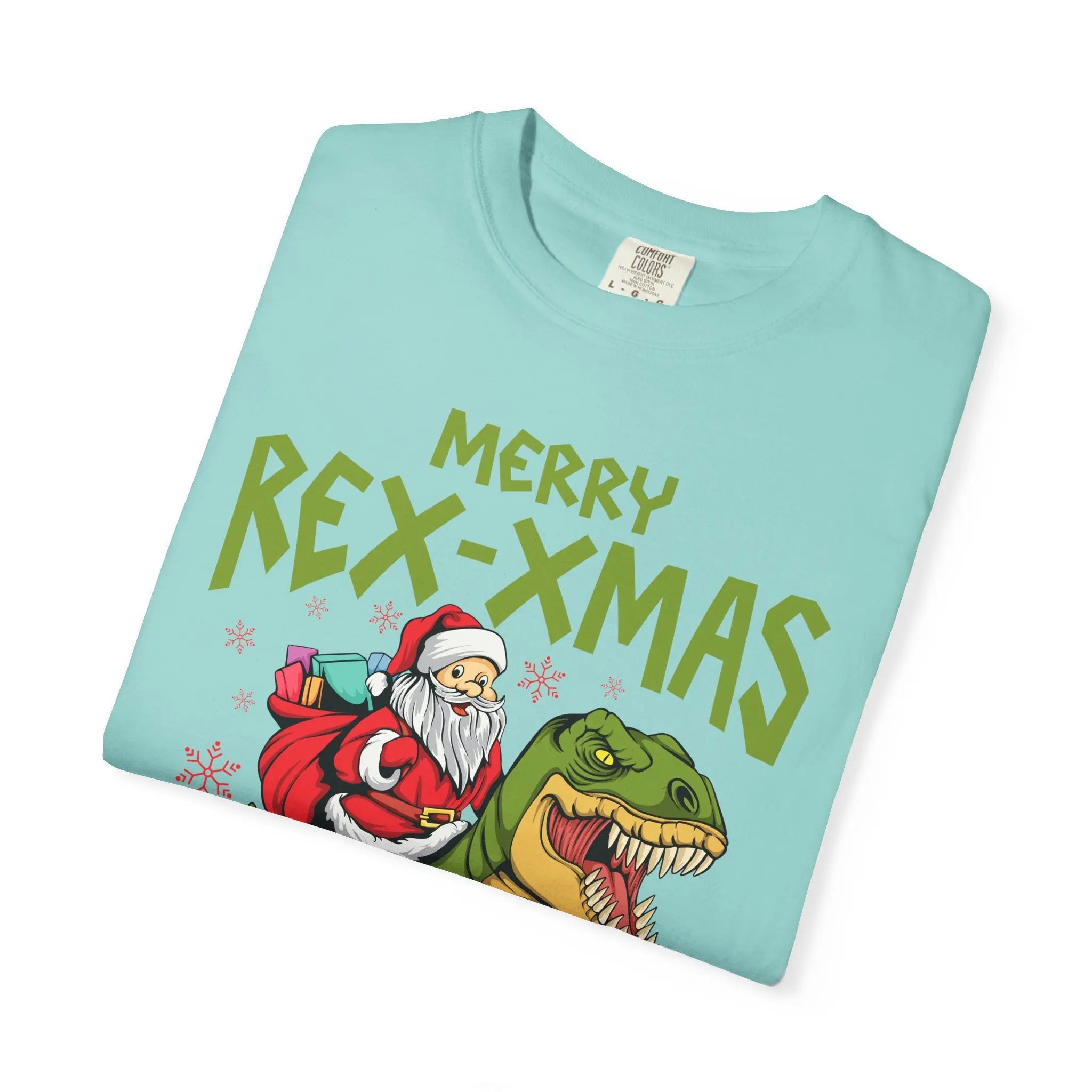 Merry Rex Xmas Tee - Funny Santa Dinosaur Gift - Sinful Threads