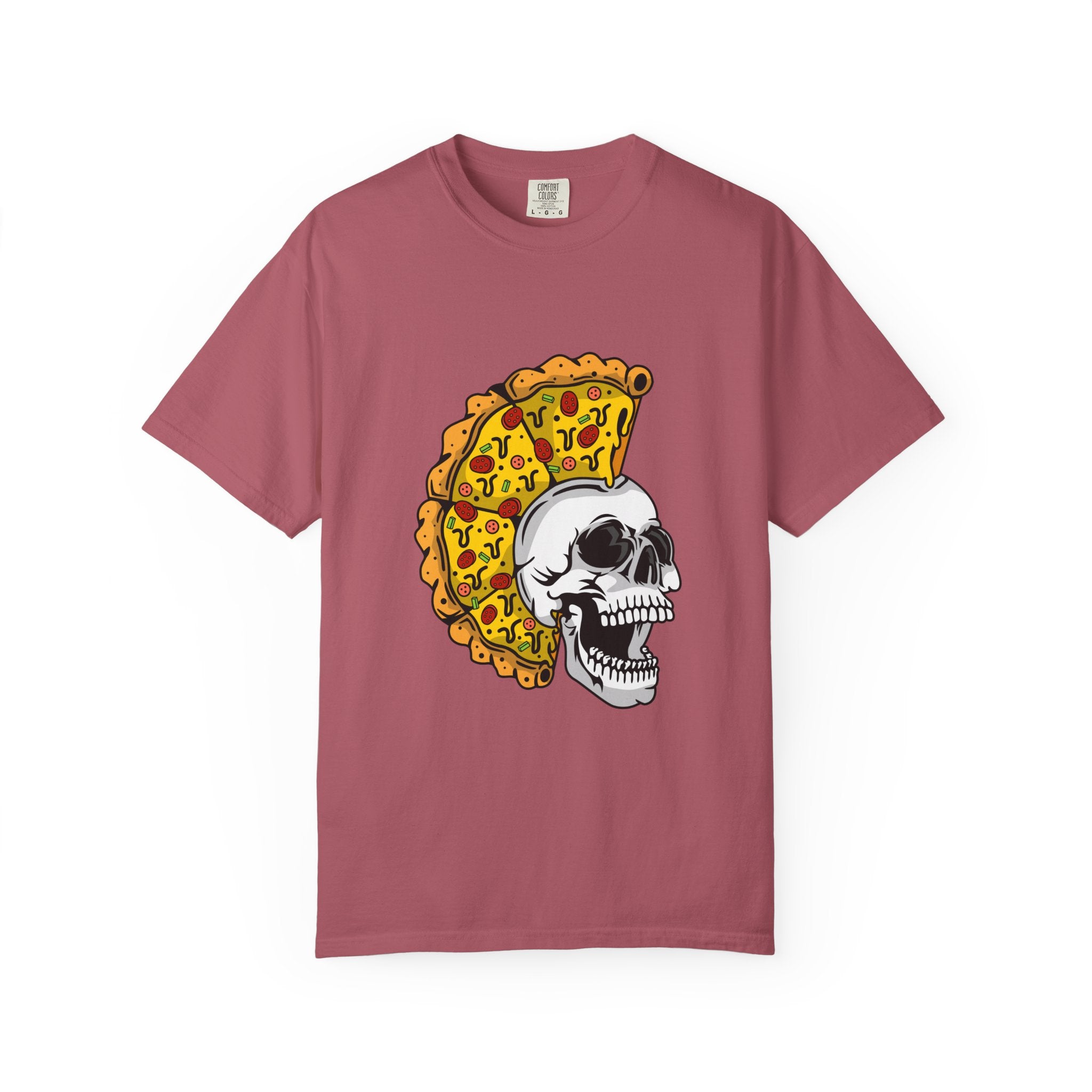 Pizza Mohawk Skull Funny Graphic Unique Design T-Shirt - Sinful Threads