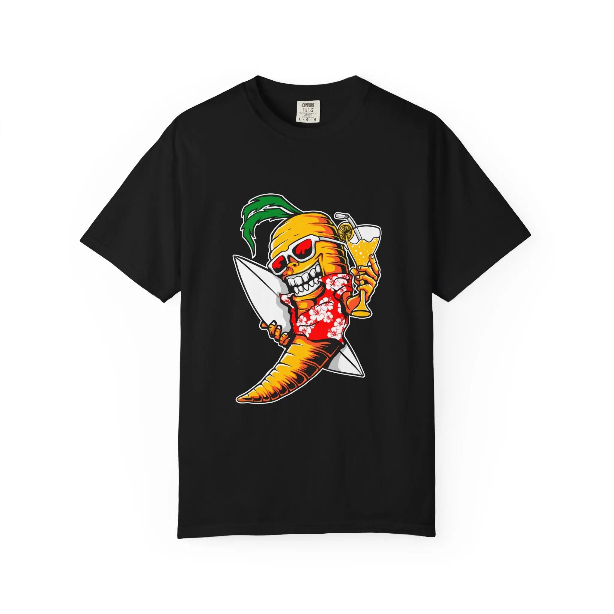 Surfing Carrot With a Drink Graphic Awesome T-Shirt - Sinful Threads
