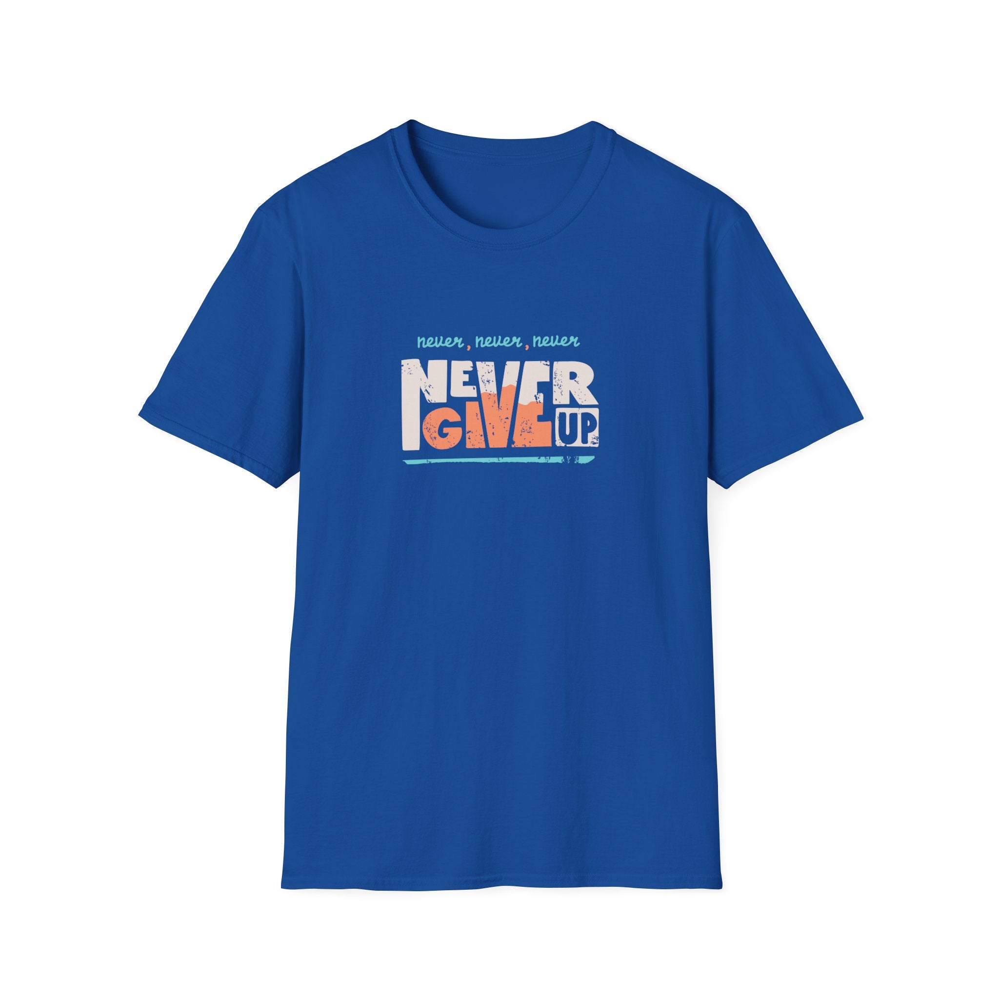 Never Give Up Groovy Tee - Retro Motivational Graphic Tee - Sinful Threads