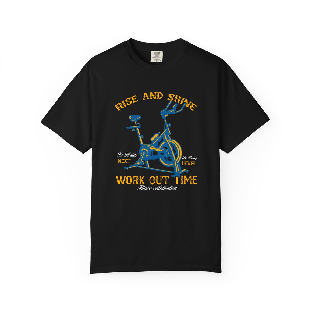 Rise And Shine Workout Time Indoor Bike Fitness T-Shirt - Sinful Threads