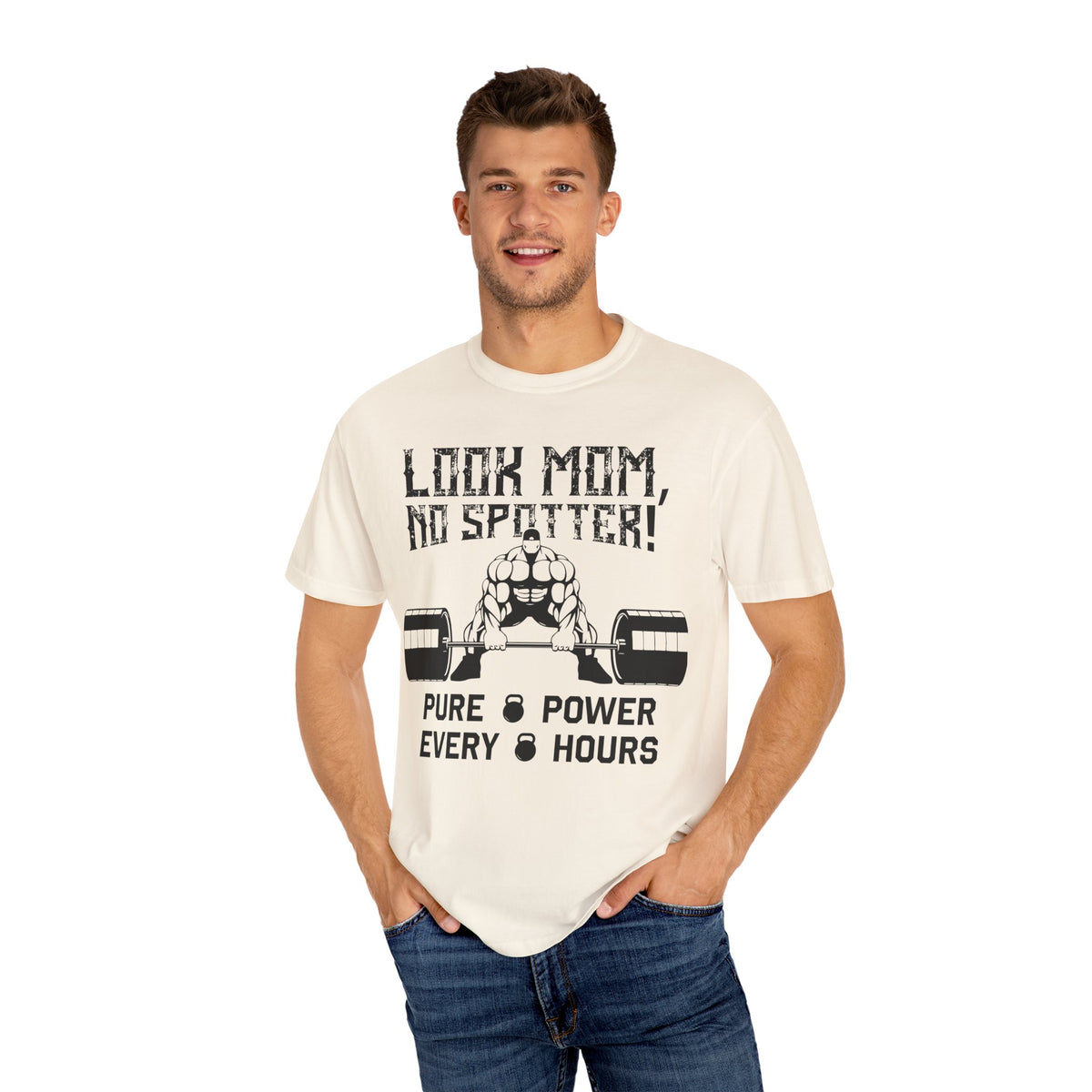 Look Mom No Spotter Pure Power Every Hours Gym T-Shirt